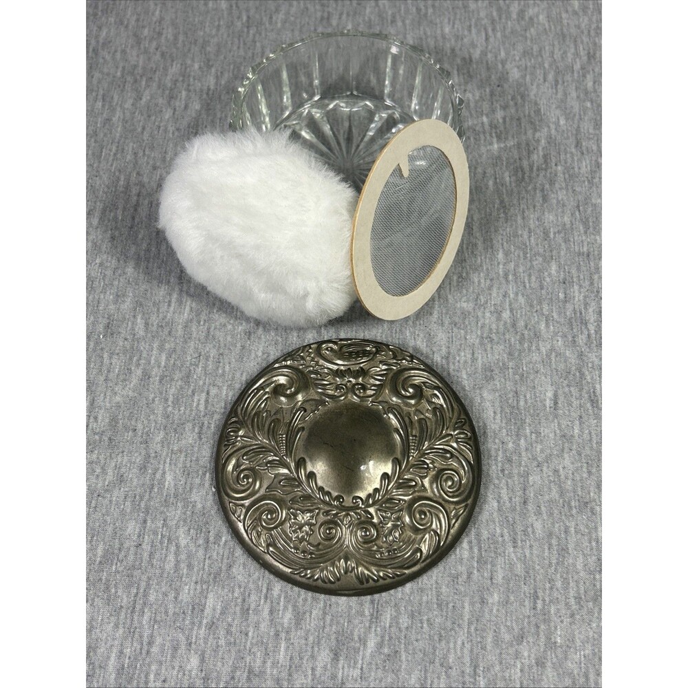 Vintage Ornate Victorian Silver Plate & Glass Vanity Powder Jar or Trinket Box - Picture 11 of 16